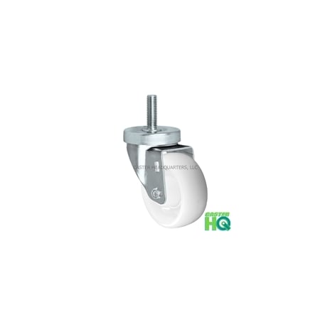 Casterhq 3" Threaded Stem Caster, Swivel Caster W/ White Nylon Wheel, 300 l 24CS314NY82E-43